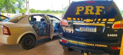 Imagem da notícia Motorista foge e PRF apreende agrotóxicos e 20 mil maços de cigarros, em Água Clara